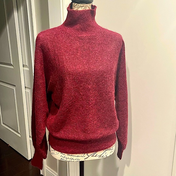 7 For All Mankind Mohair Wool Blend Balloon Sleeve Mock Neck Pullover Sw… - Picture 13 of 16